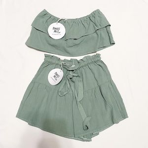 NEW Princess Polly Light Green Tube Top & Shorts Set